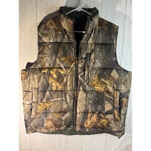 Sports Field Men's Camo Puffer Vest Reversible Green Olive Size L